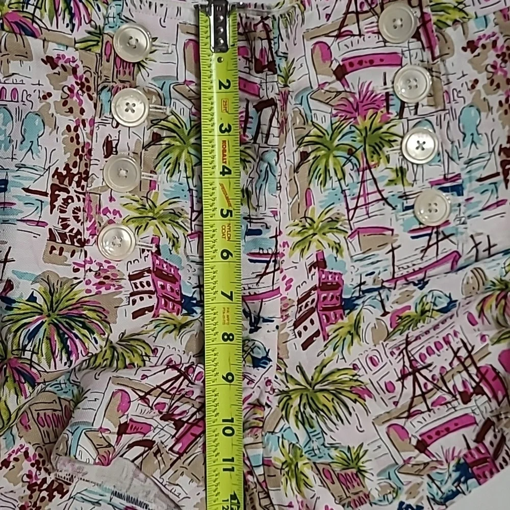 J. Crew Colorful Tropical Beach Patterned Linen Blend Shorts size 2
